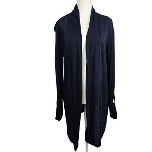 Long Tall Sally Midnight Blue Linen Open Knit Cardigan Size M
